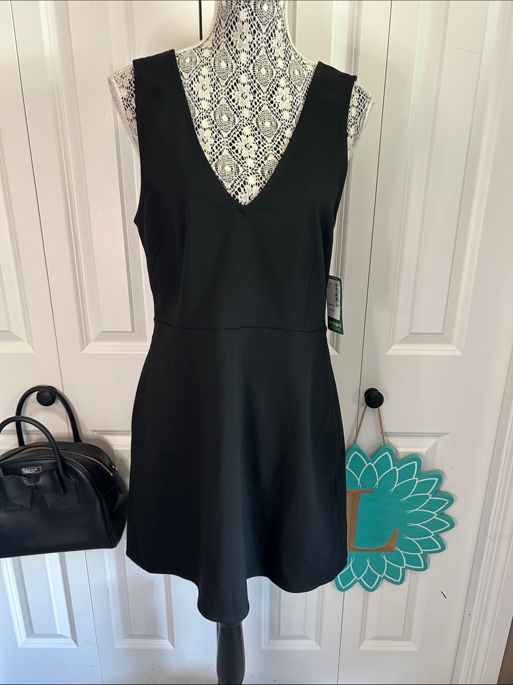 Simons Twik Black V-Neck Sleeveless Fit-and-Flare Mini Dress NWT